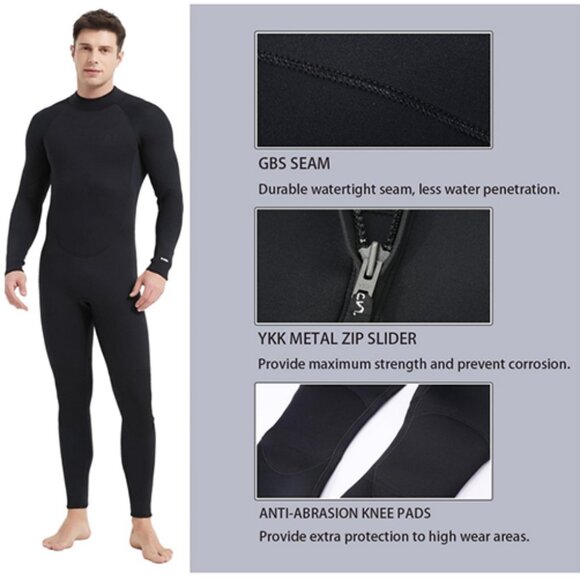 Lemorecn Men's Wetsuit 3/2mm and 5/4mm Wetsuits Black S